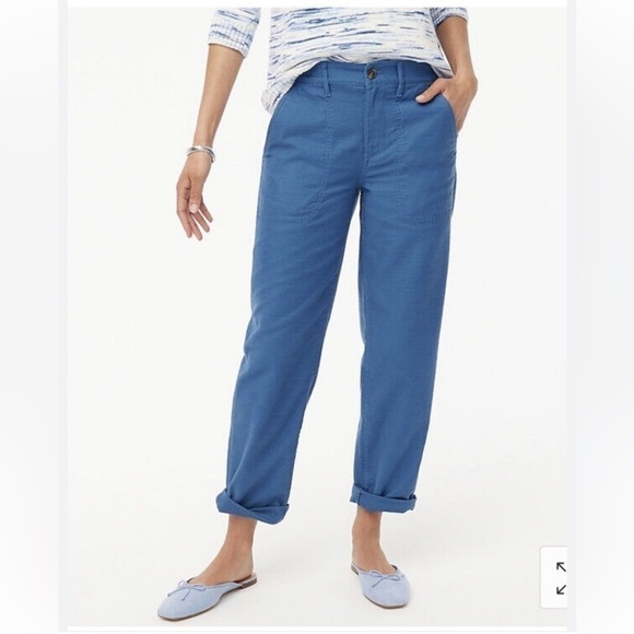 NWT J. Crew Re-Imagined Blue High Waist Cotton Ankle Pants Size 10 - Picture 1 of 11